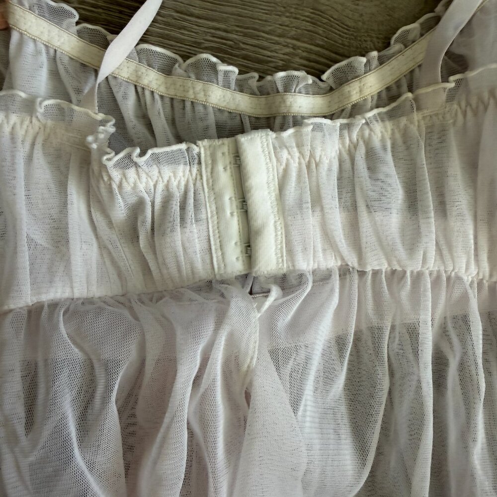 Rampage Sheer White Babydoll Lingerie Pink Satin Bow S - Picture 7 of 8